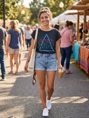 Star Wars The Last Jedi Rey Graphic Tee Heather Gray Speckled Large